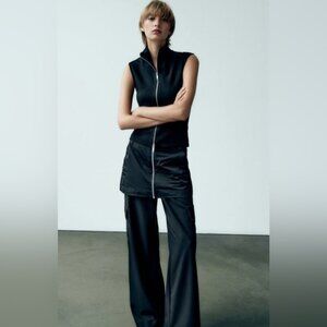 Zara Wide Leg Cargo With Nylon Overskirt  Medium
